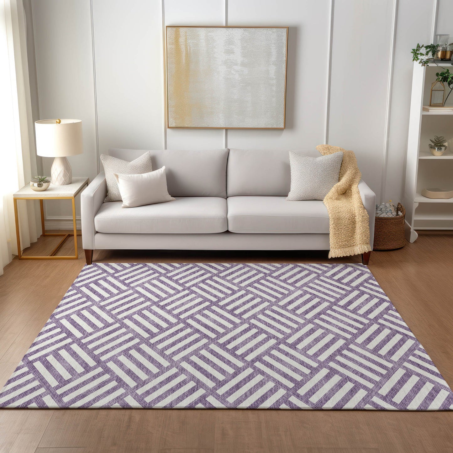 Addison Rugs Chantille ACN620PP 9 x 12 (ft) Polyester Purple Rectangular Indoor/Outdoor Geometric Machine washable Area rug
