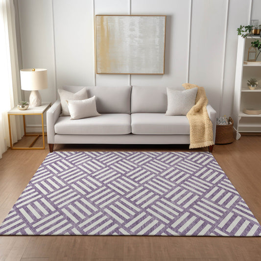 Addison Rugs Chantille ACN620PP 9 x 12 (ft) Polyester Purple Rectangular Indoor/Outdoor Geometric Machine washable Area rug