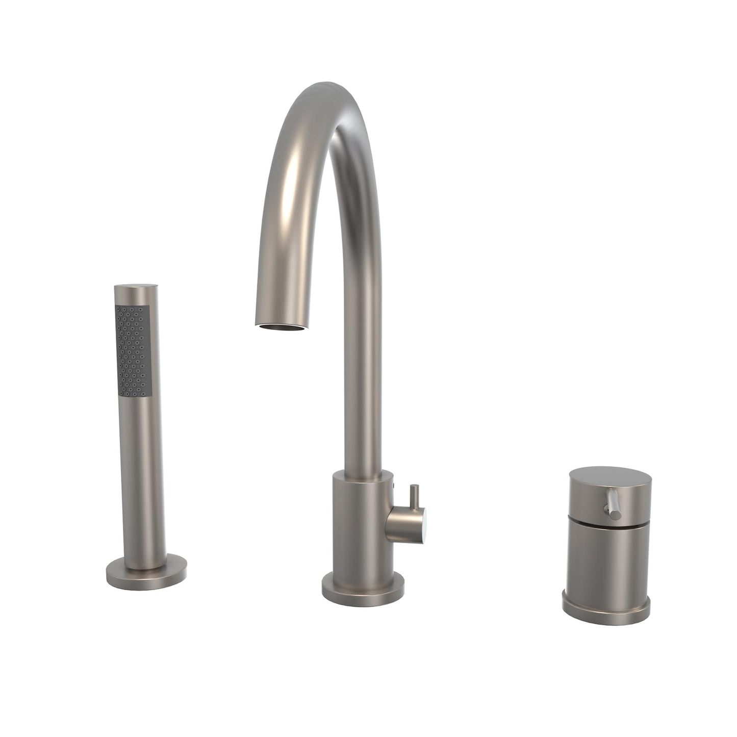 MAAX Keros Brushed Nickel 1-handle Deck-mount Roman Swivel Bathtub Faucet with Hand Shower