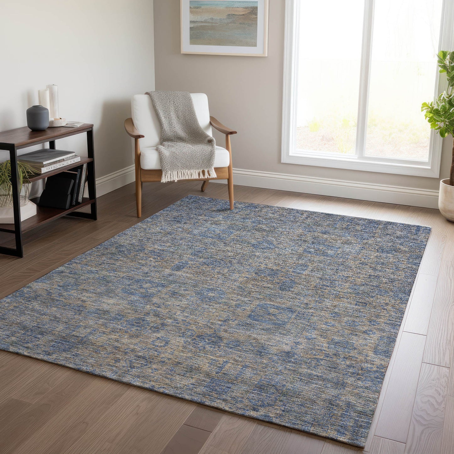 Addison Rugs Chantille ACN637KH 8 x 10 (ft) Polyester Khaki Rectangular Indoor/Outdoor Geometric Machine washable Area rug