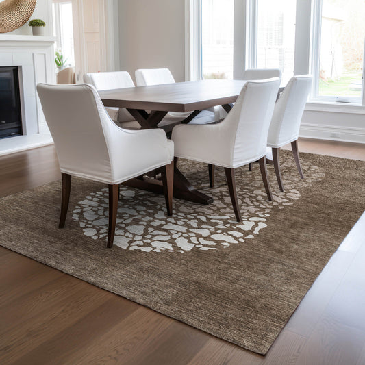 Addison Rugs Chantille ACN643CH 9 x 12 (ft) Polyester Chocolate Rectangular Indoor/Outdoor Geometric Machine washable Area rug