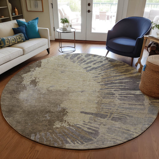 Addison Rugs Chantille ACN645BR 8 x 8 (ft) Polyester Brown Round Indoor/Outdoor Geometric Machine washable Area rug