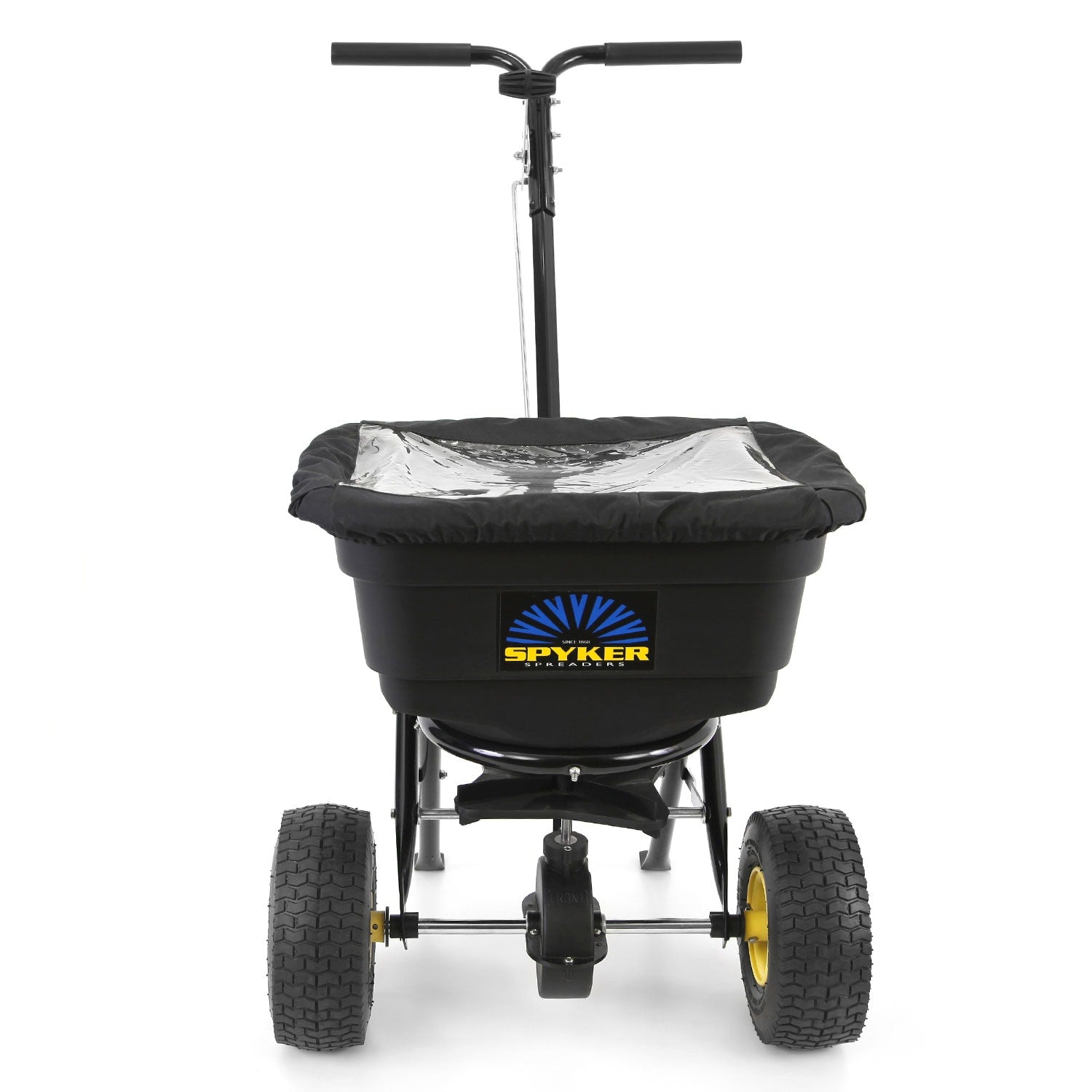 SPYKER Pro-Series Broadcast Spreader 50-lb Capacity Compatible with Ice Melt, Fertilizer, Seed