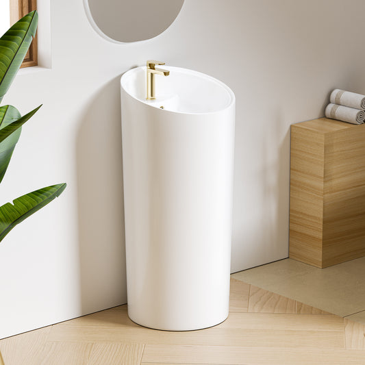 Eridanus Reno Vitreous china Modern Crisp White Pedestal Sink Combo ( 18-in x 18-in x 38.25-in