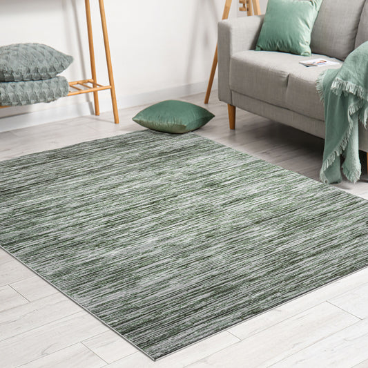 Radici USA Davide 8 x 10 (ft) Loomed Polypropylene Green Rectangular Indoor Stripe Mid-Century Modern Spot Clean Only Area rug