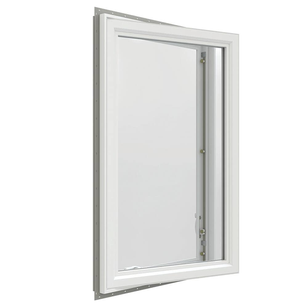 JELD-WEN V-4500 29-1/2-in x 47-1/2-in x White Left-Handed Vinyl Casement Window Annealed Glass ( Full Screen Included )