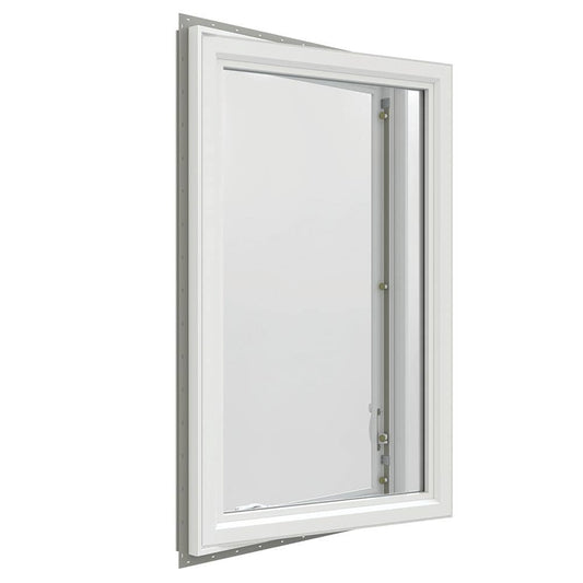 JELD-WEN V-4500 29-1/2-in x 47-1/2-in x White Left-Handed Vinyl Casement Window Annealed Glass ( Full Screen Included )