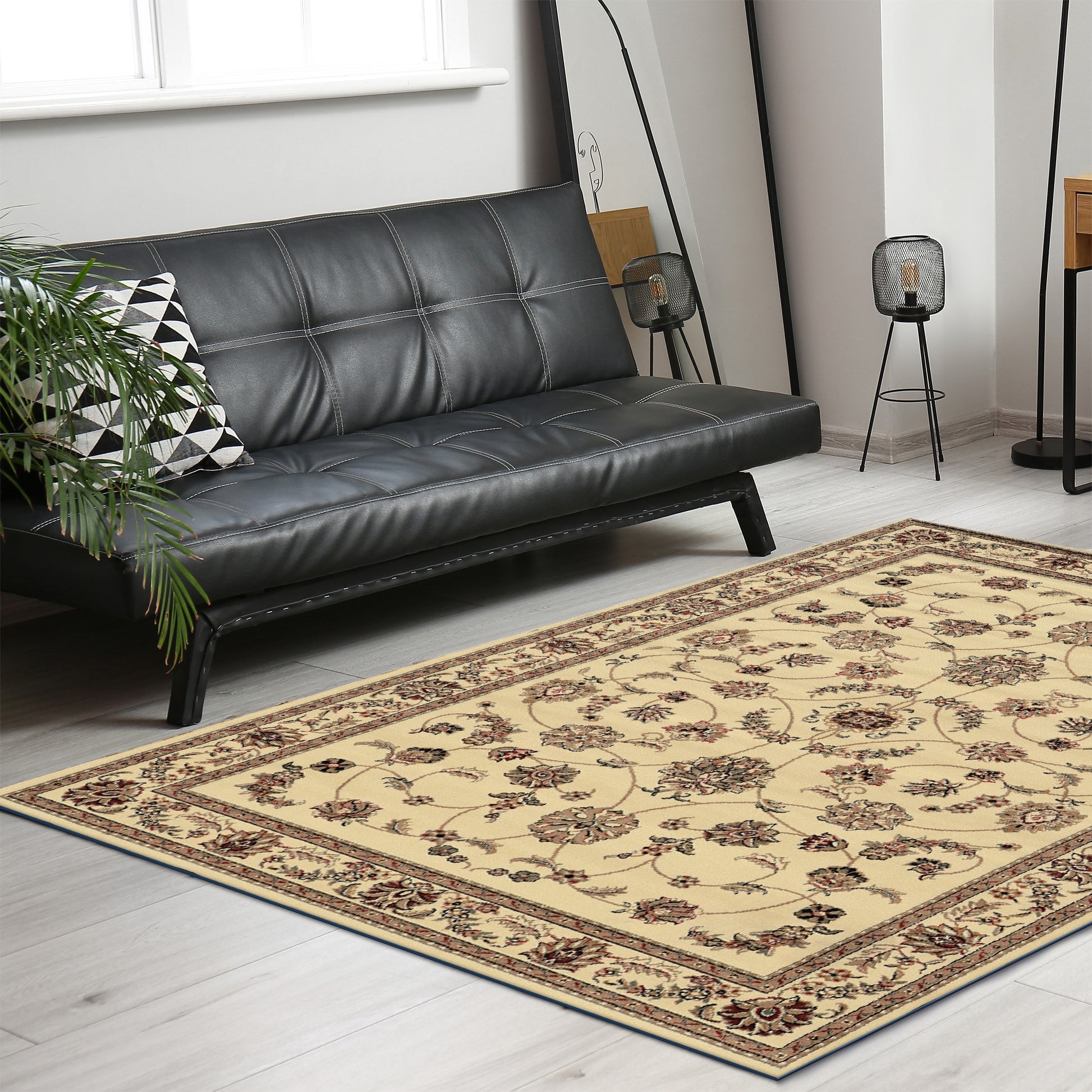 Radici USA Como 8 x 11 (ft) Polypropylene Off-white Rectangular Indoor Floral/Botanical Oriental Spot Clean Only Area rug