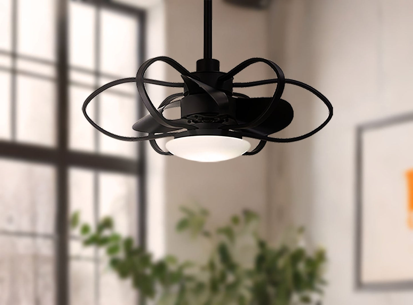 Minka Aire Gordon 29-in Black with Black Blades Integrated LED Fandelier Ceiling Fan With Light 3 -Blade