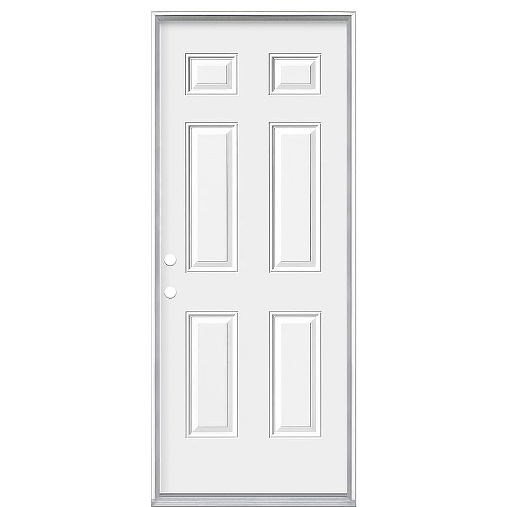 Masonite 32-in x 80-in x Steel No glass Right-hand inswing Primed White Fire Rated Prehung Front Door Insulating core