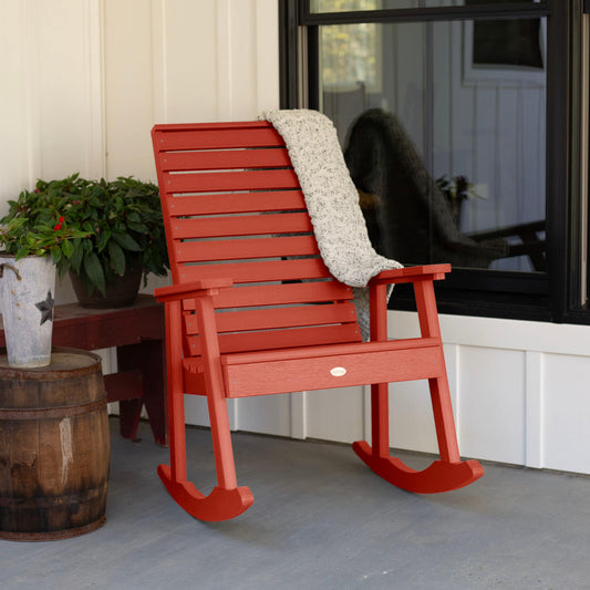 highwood Weatherly Rustic Red Poly-lumber Frame Rocking Chair with Slat Seat