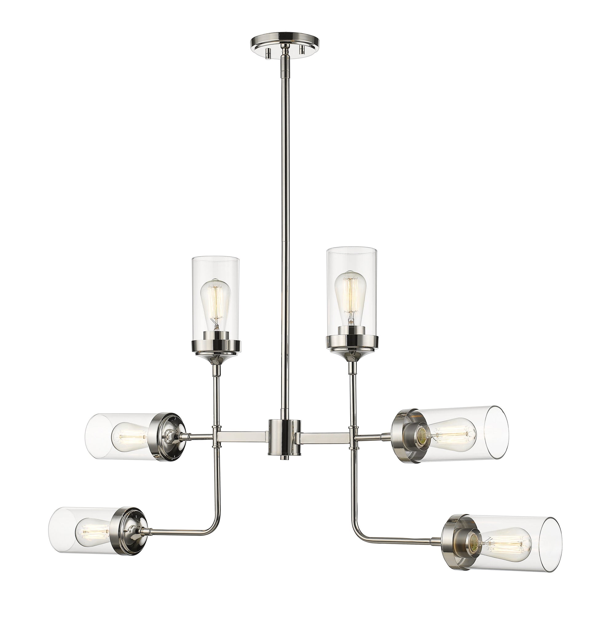 Z-Lite Calliope 6 -Light Polished Nickel Modern/contemporary Clear glass Tiered Large Indoor Hanging Pendant Light