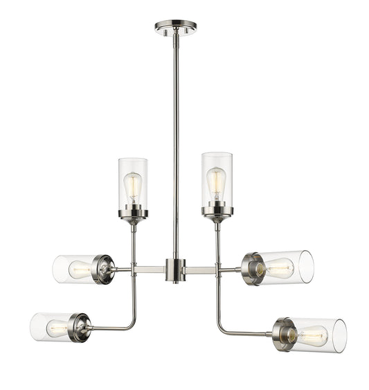 Z-Lite Calliope 6 -Light Polished Nickel Modern/contemporary Clear glass Tiered Large Indoor Hanging Pendant Light