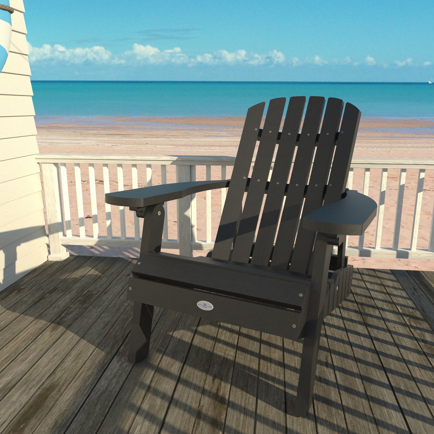 highwood Cape Black Sand Poly-lumber Frame Stationary Adirondack Chair with Slat Seat