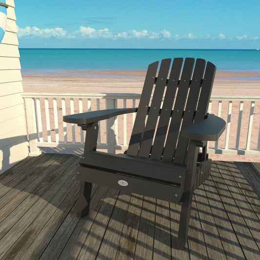 highwood Cape Black Sand Poly-lumber Frame Stationary Adirondack Chair with Slat Seat
