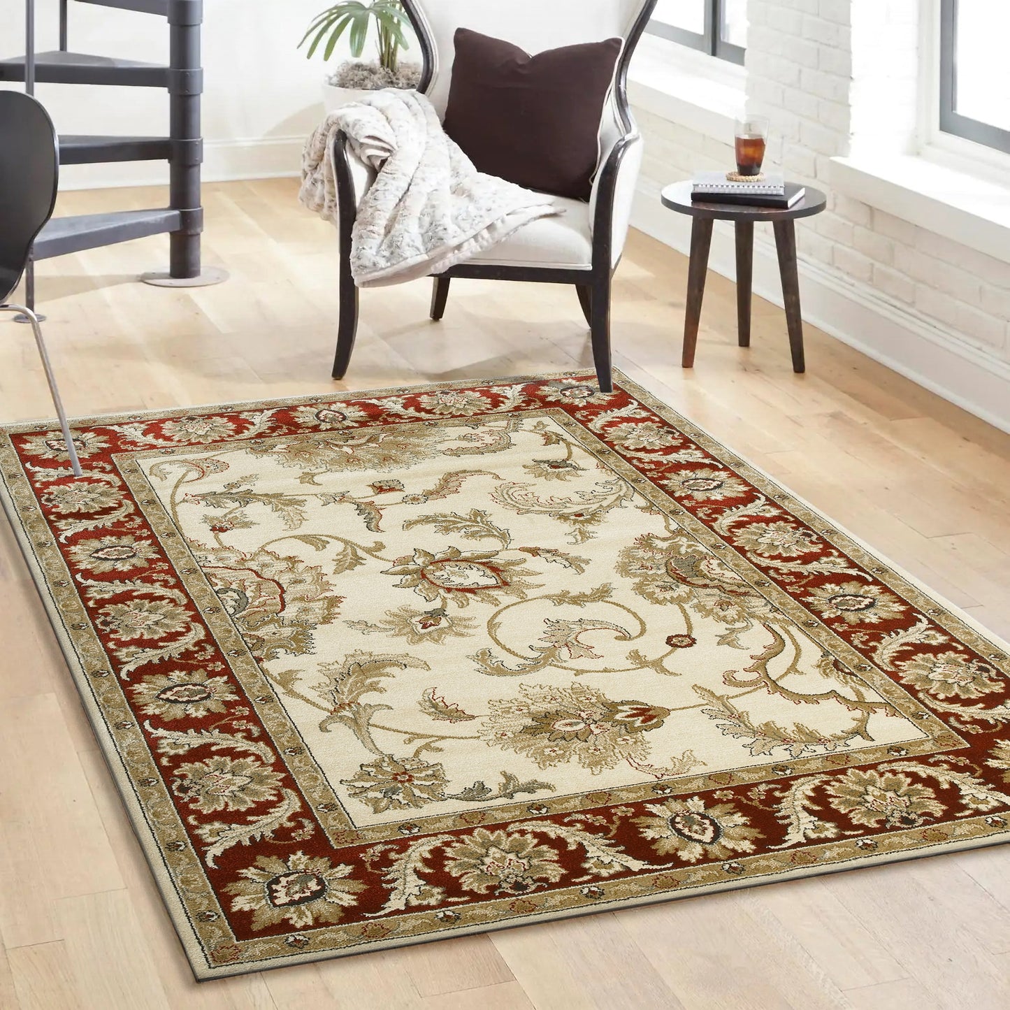 Radici USA Como 8 x 11 (ft) Polypropylene Ivory Rectangular Indoor Floral/Botanical Oriental Spot Clean Only Area rug