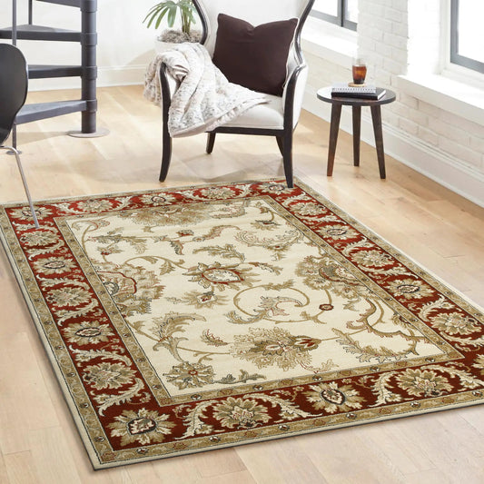 Radici USA Como 8 x 11 (ft) Polypropylene Ivory Rectangular Indoor Floral/Botanical Oriental Spot Clean Only Area rug