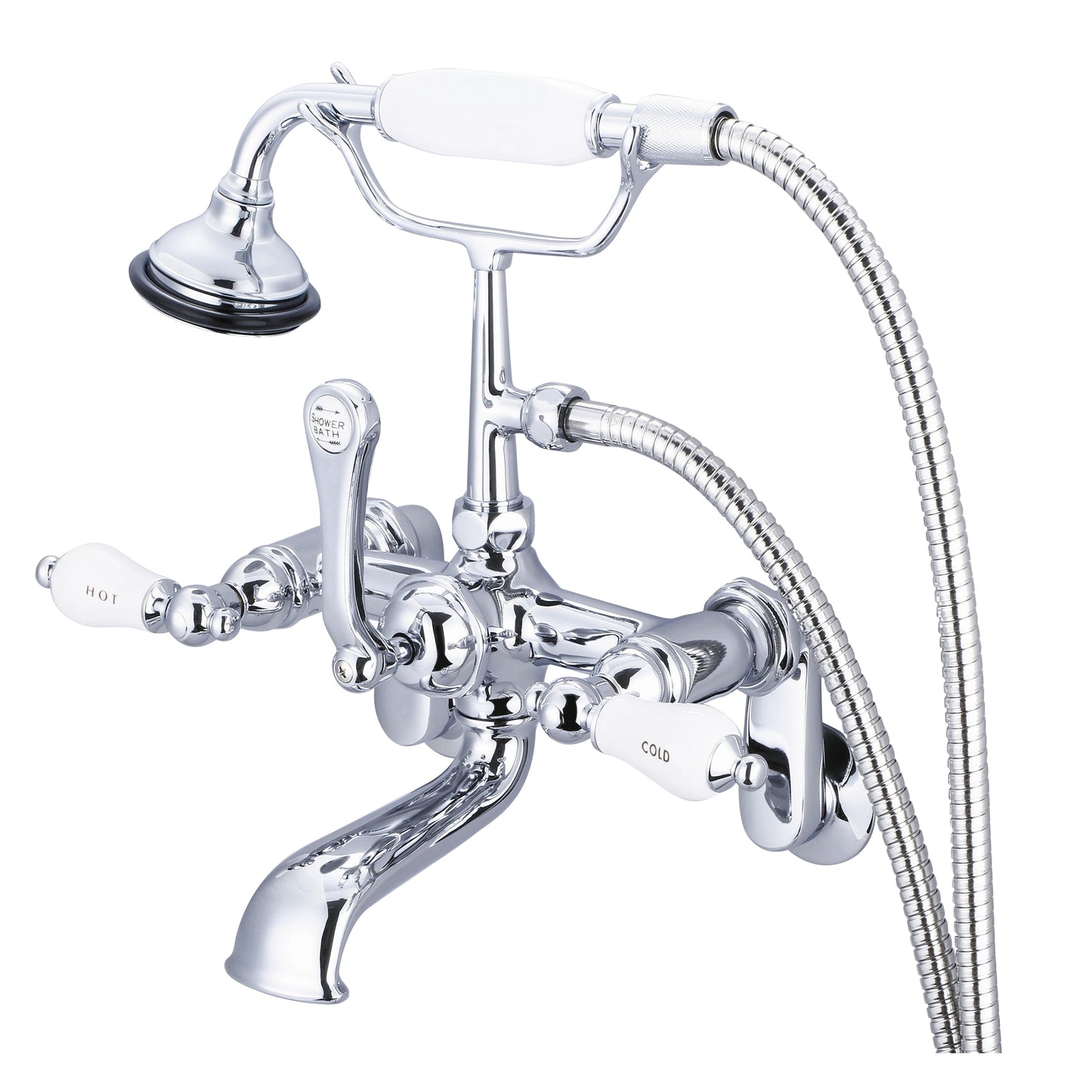 Water Creation F6 Chrome 3-handle Wall-mount Waterfall Bathtub Faucet with Hand Shower ( Valve Included )