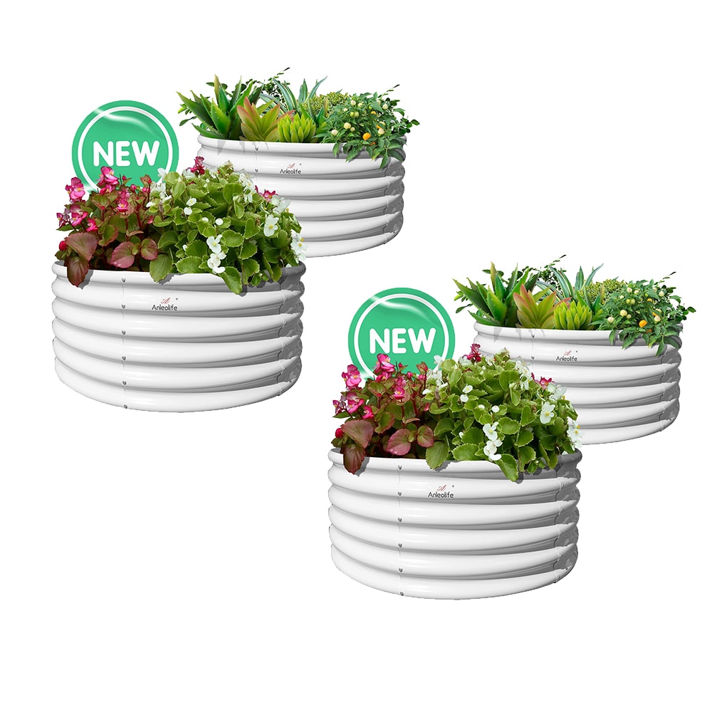 Zeus & Ruta 48-in W x 48-in L x 18-in H White Galvanized Metal Raised Garden Bed