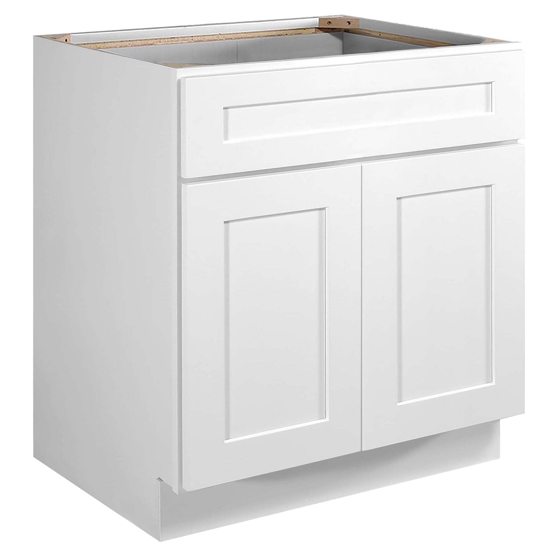 Design House Brookings 30-in W x 34.5-in H x 24-in D White Maple Sink Base Ready to Assemble (RTA) Plywood Cabinet Recessed Panel Shaker