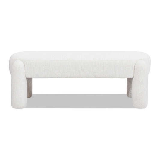 Jennifer Taylor Home Hugo Modern Milk Cream White Boucle Accent Bench 49-in x 20.5-in x 18-in