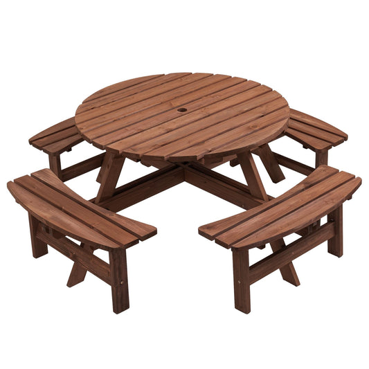 Bayfeve 43.3-in Brown wood Round Picnic Table