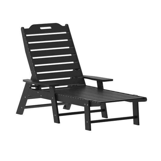 Taylor & Logan Nellis Black Plastic Frame Stationary Chaise Lounge Chair with Solid Seat