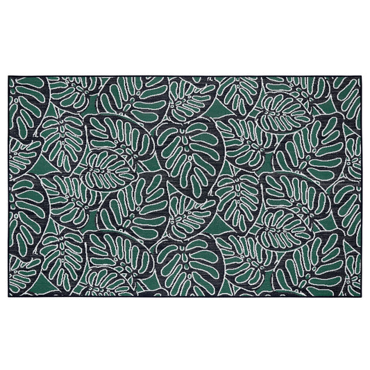 Classic Accessories Vera Bradley 8 x 10 (ft) Polypropylene Rain Forest Canopy Coral Green Rectangular Indoor/Outdoor Abstract Tropical Spot Clean Only Area rug