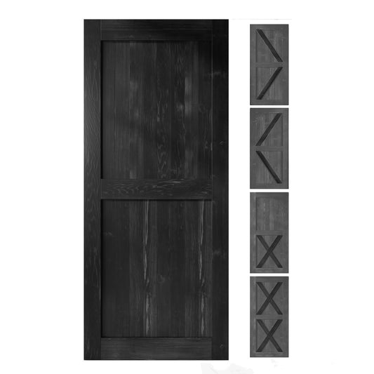 HOMACER 46-in x 80-in Black Pine Wood Solid core Single Barn Door (Hardware Not Included)