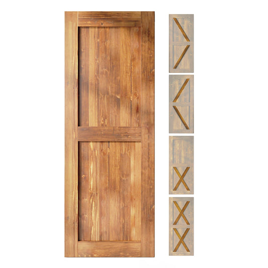 HOMACER 38-in x 80-in Early American Pine Wood Solid core Single Barn Door (Hardware Not Included)