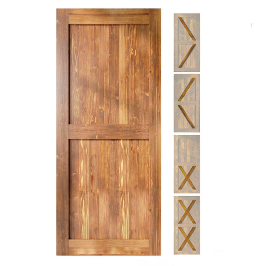 HOMACER 48-in x 80-in Early American Pine Wood Solid core Single Barn Door (Hardware Not Included)