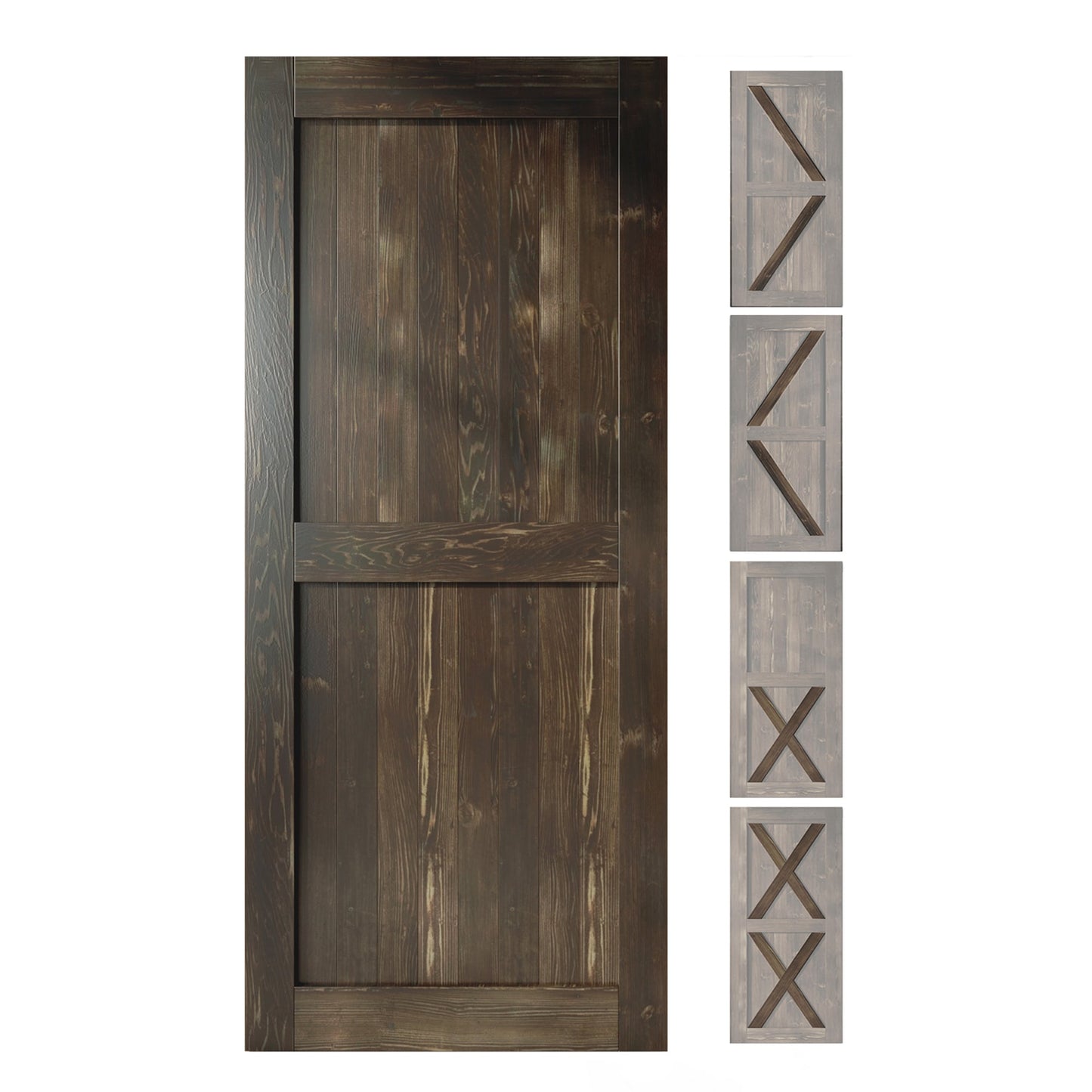 HOMACER 42-in x 80-in Ebony Pine Wood Solid core Single Barn Door (Hardware Not Included)