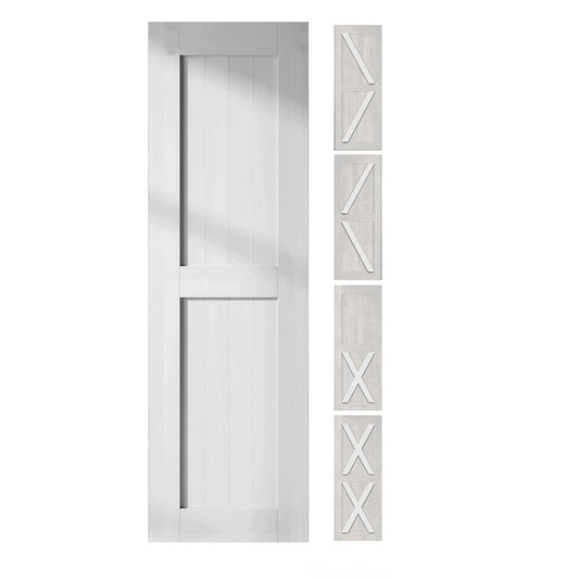 HOMACER 30-in x 80-in White Pine Wood Solid core Single Barn Door (Hardware Not Included)