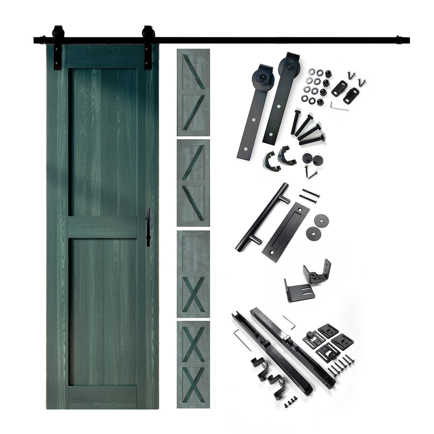 HOMACER 30-in x 80-in Royal Pine Pine Wood Solid core Single Barn Door (Hardware Included)