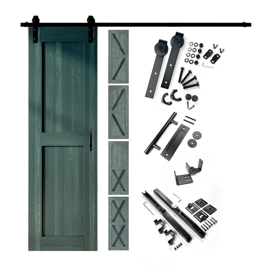 HOMACER 30-in x 80-in Royal Pine Pine Wood Solid core Single Barn Door (Hardware Included)