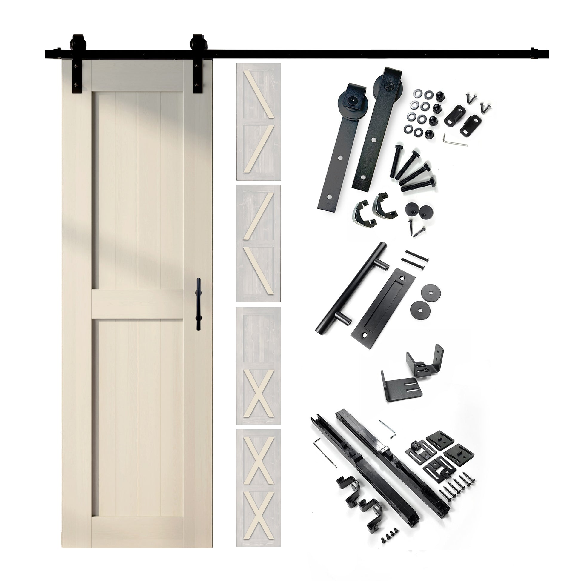 HOMACER 20-in x 80-in Tinsmith Gray Pine Wood Solid core Single Barn Door (Hardware Included)