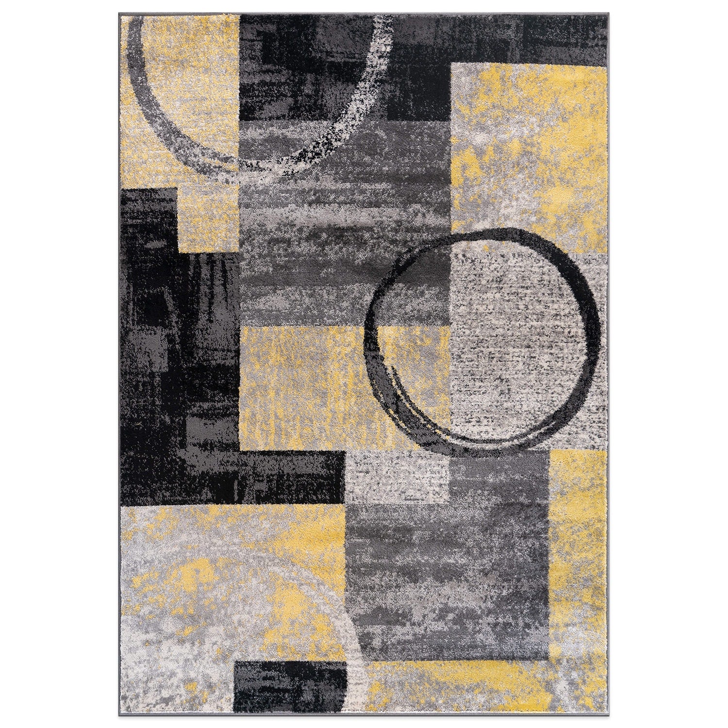 World Rug Gallery 8 x 10 (ft) Loomed Polypropylene Yellow Rectangular Indoor Geometric Global Spot Clean Only Pet Friendly Area rug