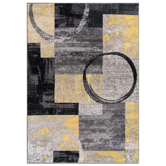 World Rug Gallery 8 x 10 (ft) Loomed Polypropylene Yellow Rectangular Indoor Geometric Global Spot Clean Only Pet Friendly Area rug