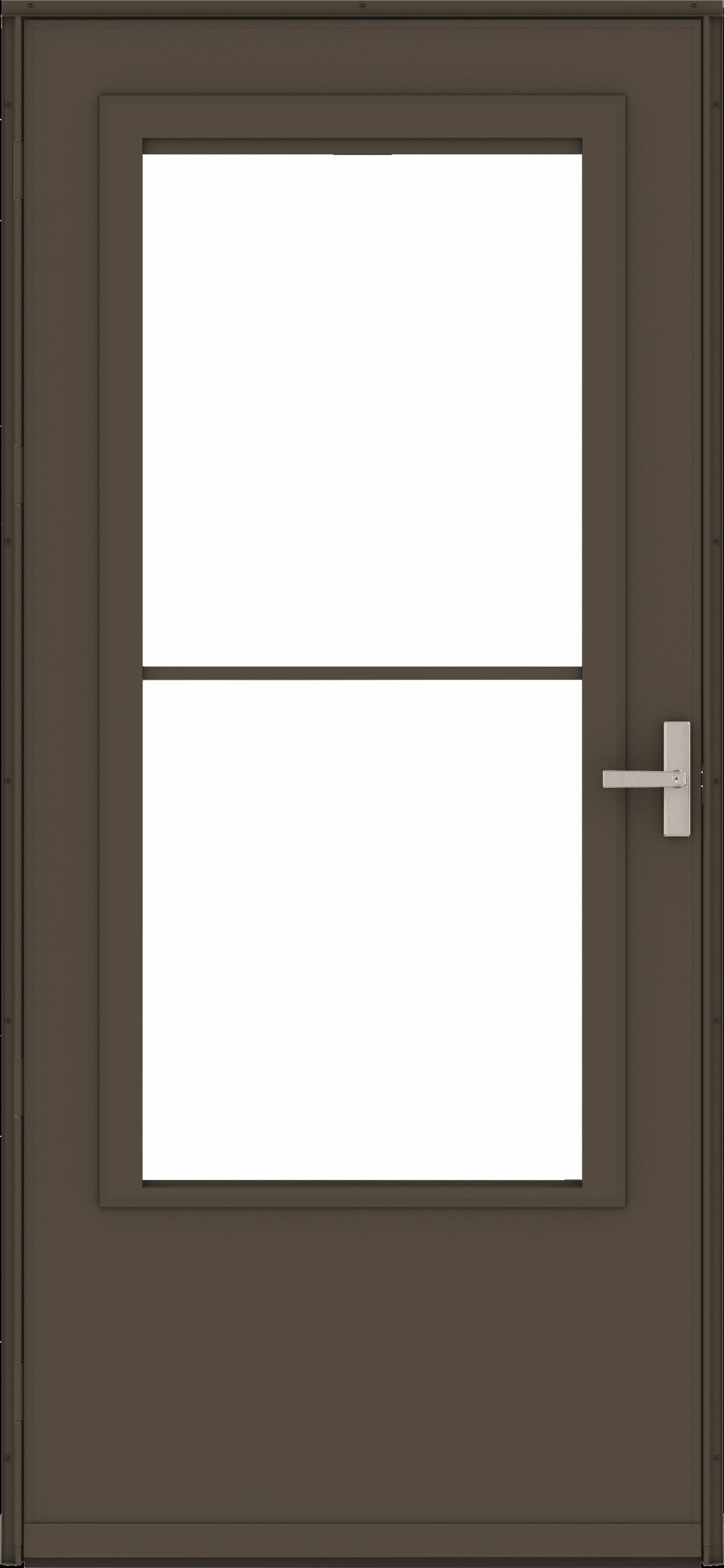 LARSON 30 Midview 36-in x 81-in Brown Wood core Reversible Hinge Storm Door with Retractable Screen ( Brushed nickel Handle Included )
