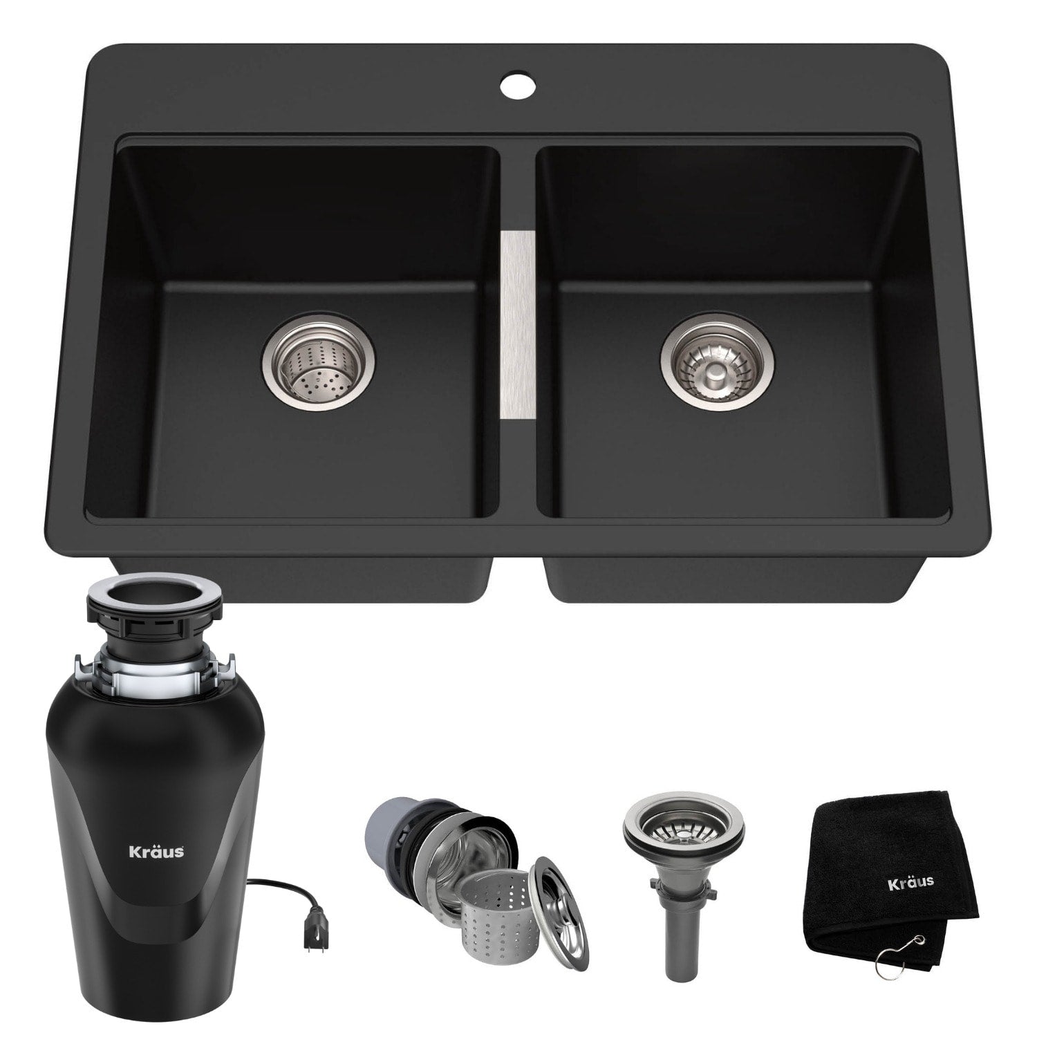Kraus Quarza Drop-in or undermount 33-in x 22-in Granite Double equal bowl Kitchen Sink