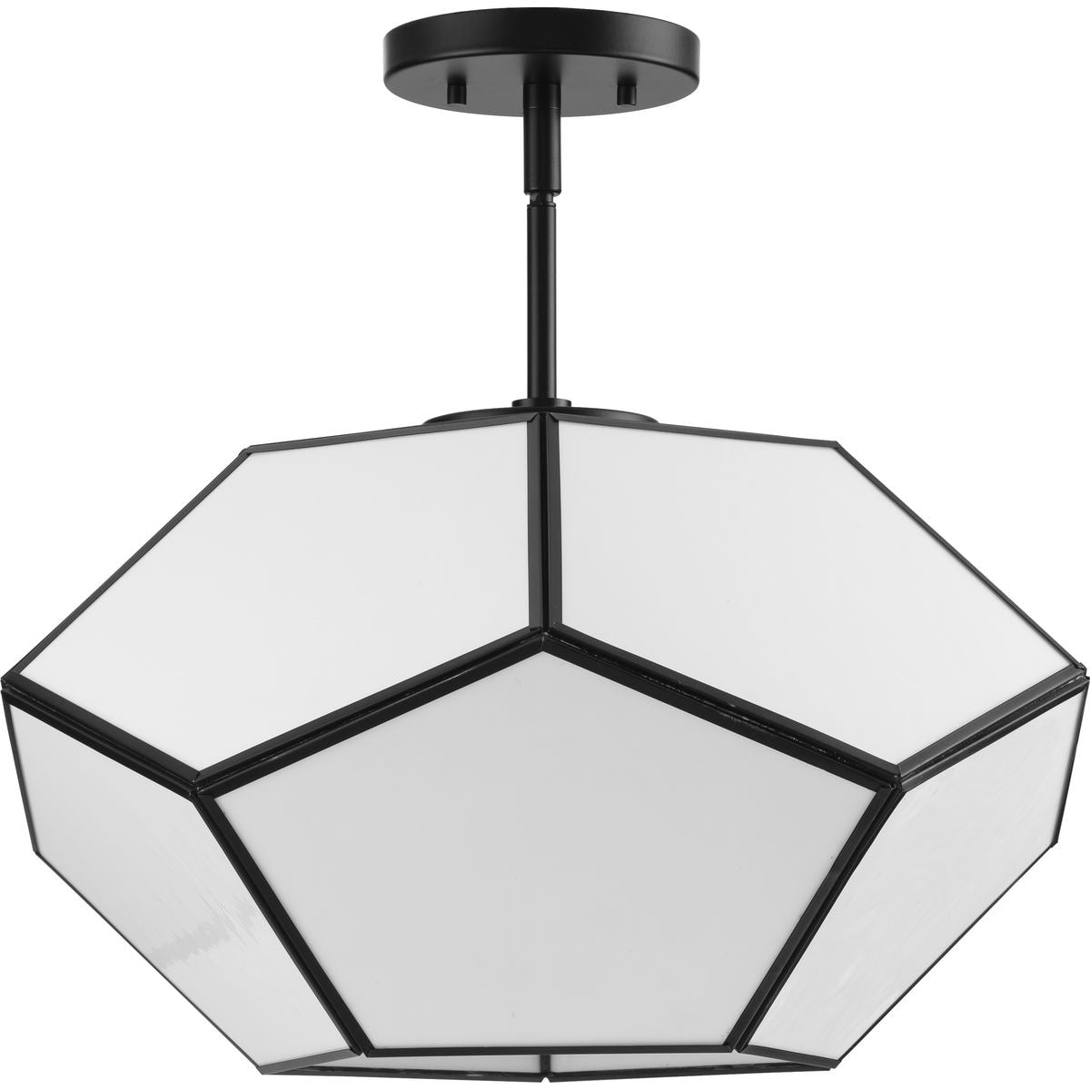 Progress Lighting Latham 3 -Light 18-in Matte Black Semi Flush Mount Light