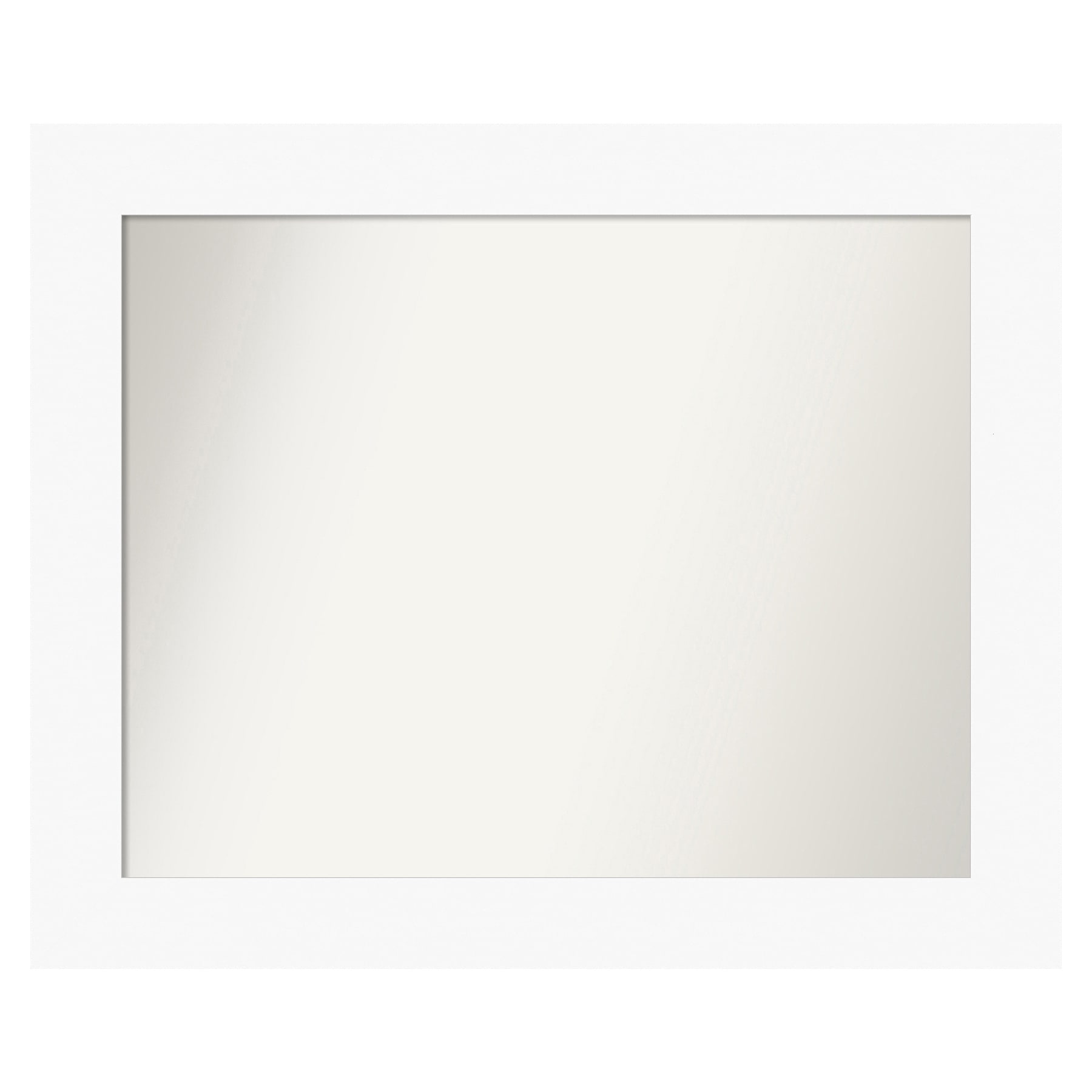Amanti Art Basic White Frame 33.5-Inches W x 27.5-Inches H Rectangle Salon Scoop Silver Framed Vanity Mirror