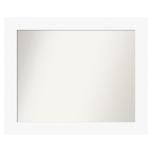 Amanti Art Basic White Frame 33.5-Inches W x 27.5-Inches H Rectangle Salon Scoop Silver Framed Vanity Mirror
