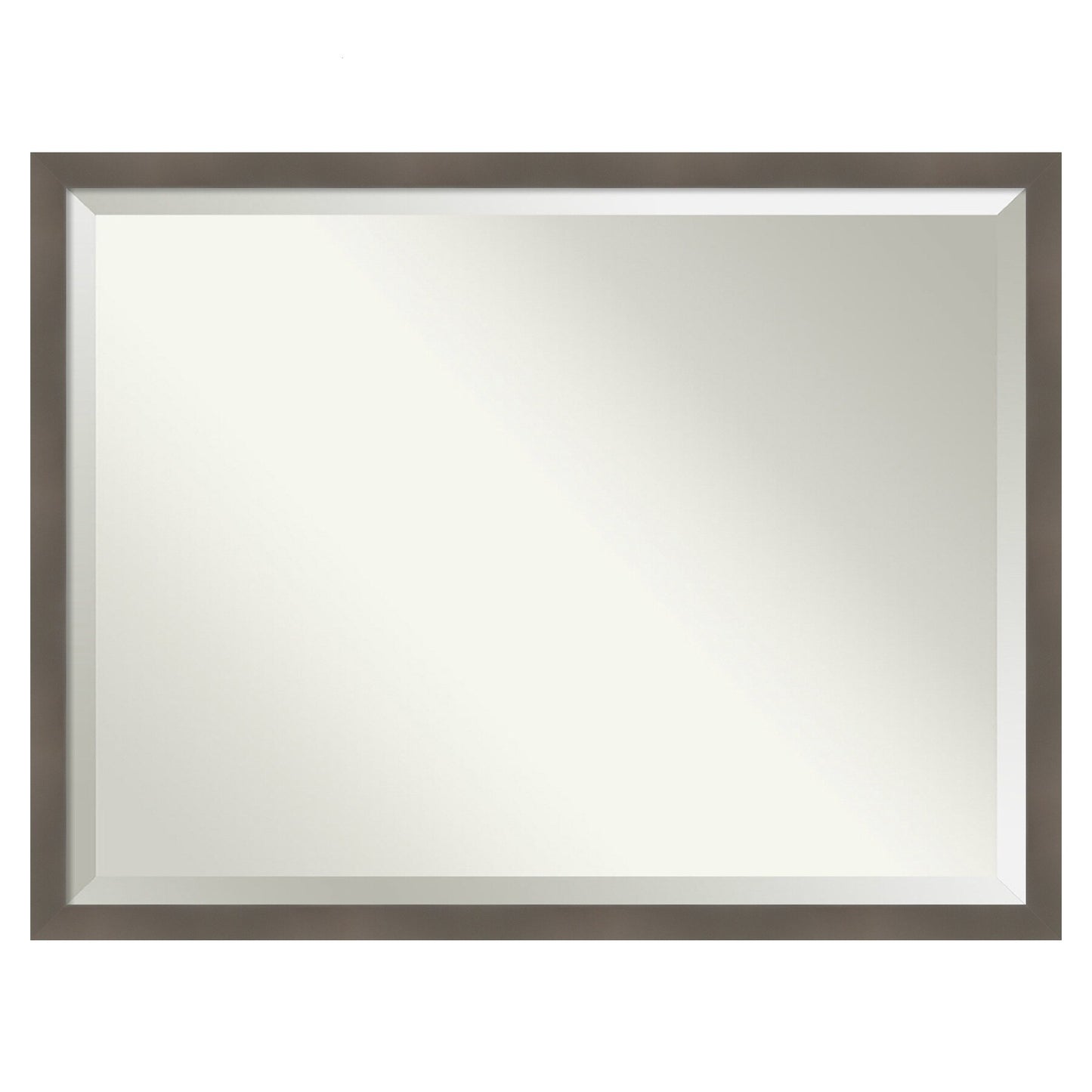 Amanti Art Edwin Clay Grey Frame 42.5-Inches W x 32.5-Inches H Rectangle Salon Scoop Silver Framed Vanity Mirror