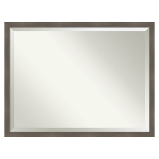Amanti Art Edwin Clay Grey Frame 42.5-Inches W x 32.5-Inches H Rectangle Salon Scoop Silver Framed Vanity Mirror