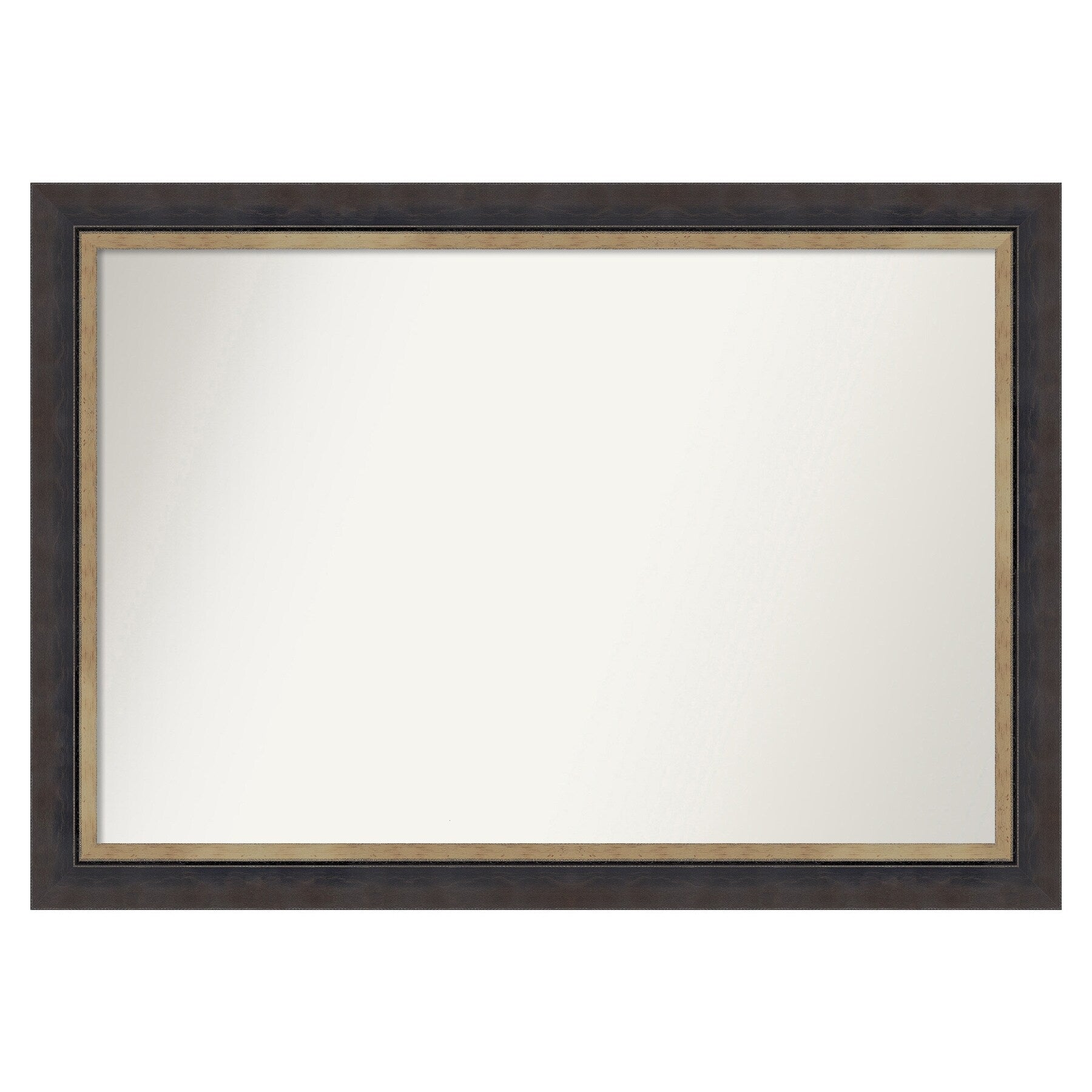 Amanti Art Hammered Charcoal Tan Frame 40.75-Inches W x 28.75-Inches H Rectangle Salon Scoop Silver Framed Vanity Mirror