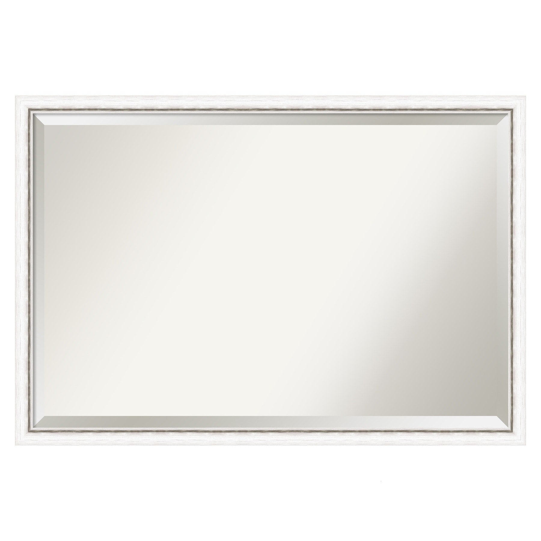 Amanti Art Morgan White Silver Frame 38.25-Inches W x 26.25-Inches H Rectangle Morgan White Silver Framed Vanity Mirror