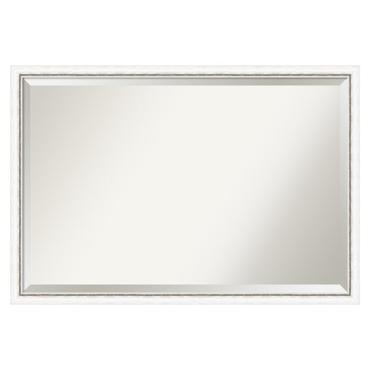 Amanti Art Morgan White Silver Frame 38.25-Inches W x 26.25-Inches H Rectangle Morgan White Silver Framed Vanity Mirror