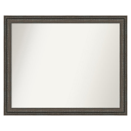 Amanti Art Upcycled Brown Grey Frame 31.5-Inches W x 25.5-Inches H Rectangle Upcycled Brown Grey Framed Vanity Mirror