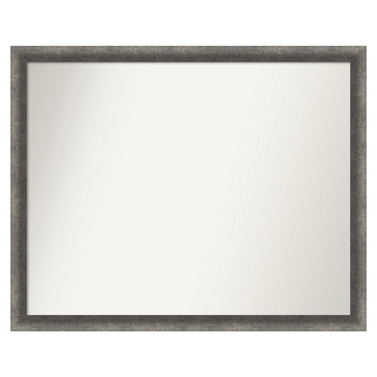 Amanti Art Burnished Concrete Narrow Frame 30.25-in W x 24.25-in H Rectangle Salon Scoop Silver Framed Wall Mirror